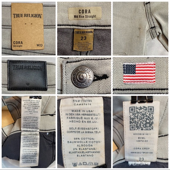 True Religion Cora Crop Mid Rise Straight Distressed Jeans Size 23 (WB-4) - Picture 7 of 9